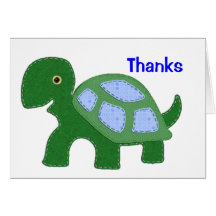 Baby Turtle Applique Blue Thanks Greeting Card