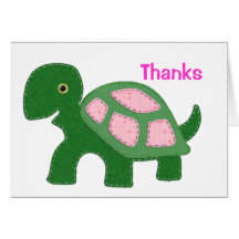 Baby Turtle Applique PinkThanks Greeting Card