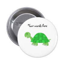 Baby turtle in green fade pinback button