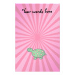 Baby turtle pink sunburst customized stationery