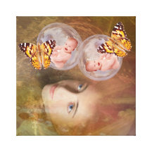 Baby twin boys or girls stretched canvas prints