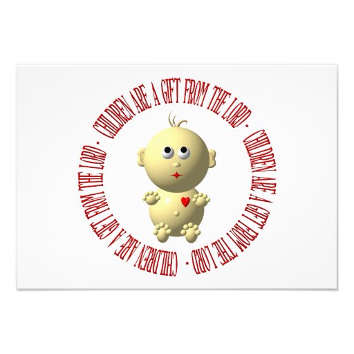 Baby with "Children are a gift from The Lord" Invitation