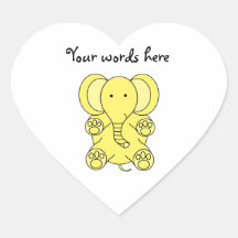 Baby yellow elephant heart stickers