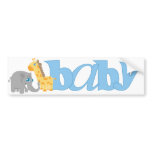 Baby Zoo Animals in Blue Bumper Stickers