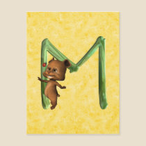 BabyBear Toon Monogram M postcards