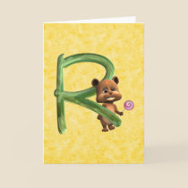 BabyBear Toon Monogram R cards