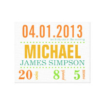 Baby's Birth Date Details Canvas - Circus Canvas Prints