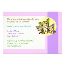 Baby's birthday jungle safari custom announcements