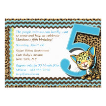 Baby's fifth birthday jungle safari custom invitations