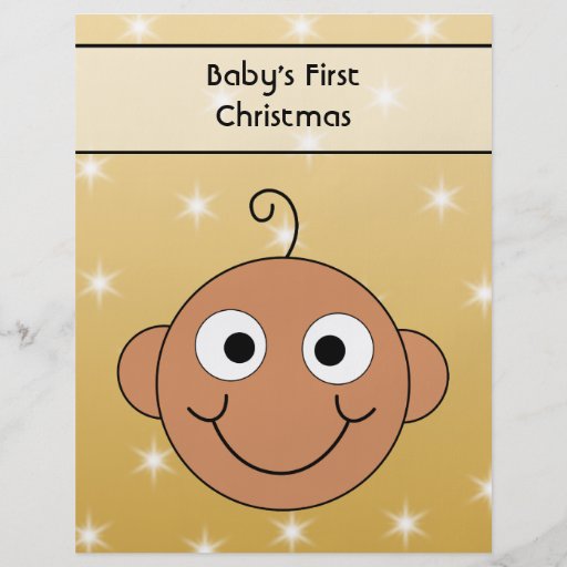 Baby's First Christmas. Dark Skin. On Gold Colour. Full Color Flyer