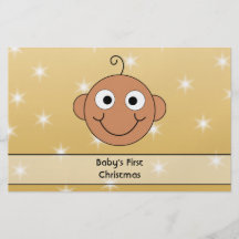 Baby's First Christmas. Dark Skin. On Gold Colour. Flyers