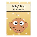 Baby's First Christmas. Dark Skin. On Gold Colour. Announcements