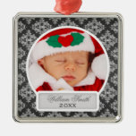 Baby's First Christmas Elegant Damask Black Christmas Ornament