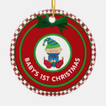 Babys First Christmas Holiday Elf Personalized Christmas Tree Ornaments