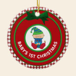 Babys First Christmas Holiday Elf Personalized ornaments
