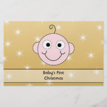 Baby's First Christmas. On Gold Colour background. Flyer Design