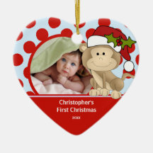 Baby's First Christmas Photo Ornament Monkey
