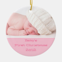 Baby's First Christmas Photo Ornament | Pink