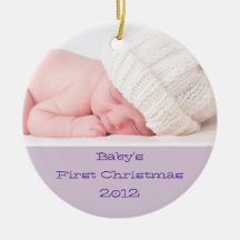 Baby's First Christmas Photo Ornament | Purple