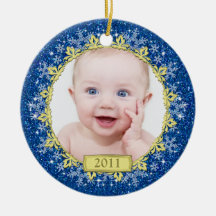 Baby's First Christmas Photo Ornament - Snowflakes