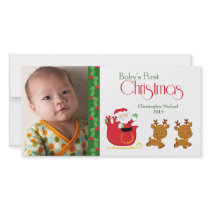 Baby's first Christmas santa sleigh photo card