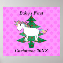 Baby's first christmas unicorn posters
