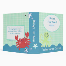 Baby's First Year Photo Album Under the Sea theme Vinyl Binders
