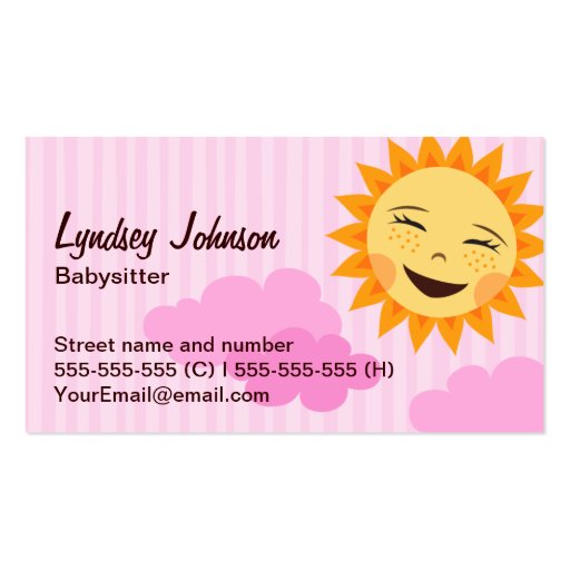 baby sitting cards