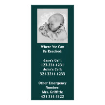 BABYSITTER INFO: PHONE NUMBERS RACK CARD