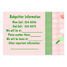Babysitter Note Card Business Card