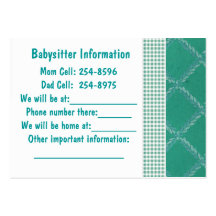 Babysitter Note Card Business Card