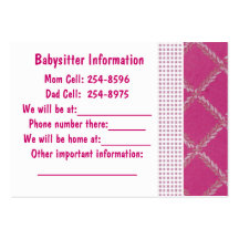 Babysitter Note Card Business Card Templates