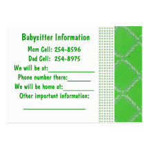 Babysitter Note Card Business Cards