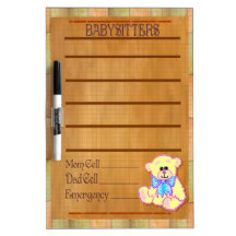 Babysitters Dry Erase White Board