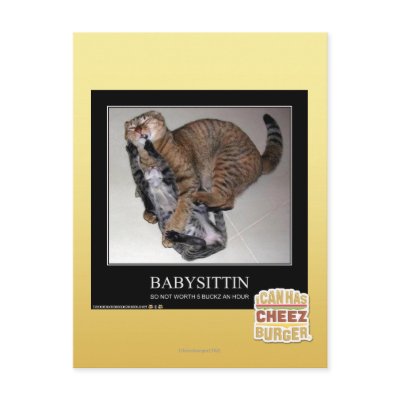 Babysittin Postcard by icanhascheezburger