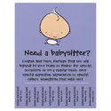 Babysitting promotional tear sheet flyer