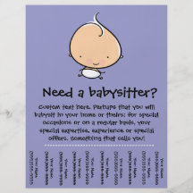 Babysitting promotional tear sheet flyer