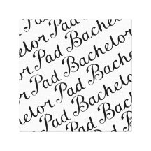 Bachelor Pad Diagonal Script Pattern B&WII Gallery Wrapped Canvas