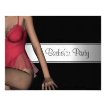 Bachelor Party Black Silver Girl Custom Announcement