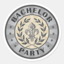 Bachelor Party Crest Design Round Sticker