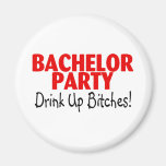 Bachelor Party Drink Up Red Black Fridge Magnets