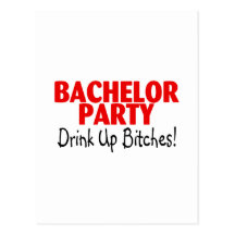 Bachelor Party Drink Up Red Black Postcards