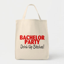 Bachelor Party Drink Up Red Black Tote Bags
