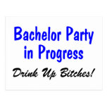 Bachelor Party In Progress Drink Up Bitches Post Cards