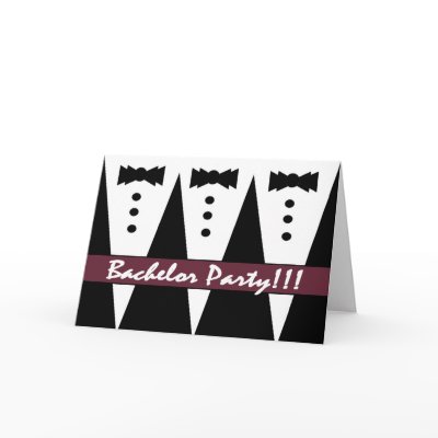 BACHELOR PARTY Invitation - A Trio of Tuxes Greeting Card by JaclinArt