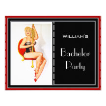 Bachelor Party Invitation Red Black White