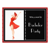 Bachelor Party Invitation Red Black White 2