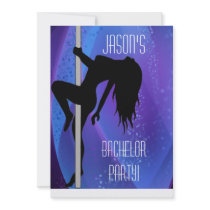 Bachelor Party Invitation - Stripper Girl Purple