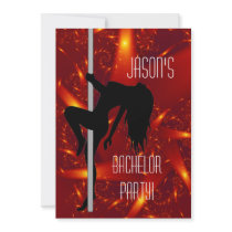 Bachelor Party Invitation - Stripper Girl Purple