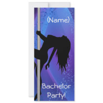 Bachelor Party Invitation - Stripper Girl Purple